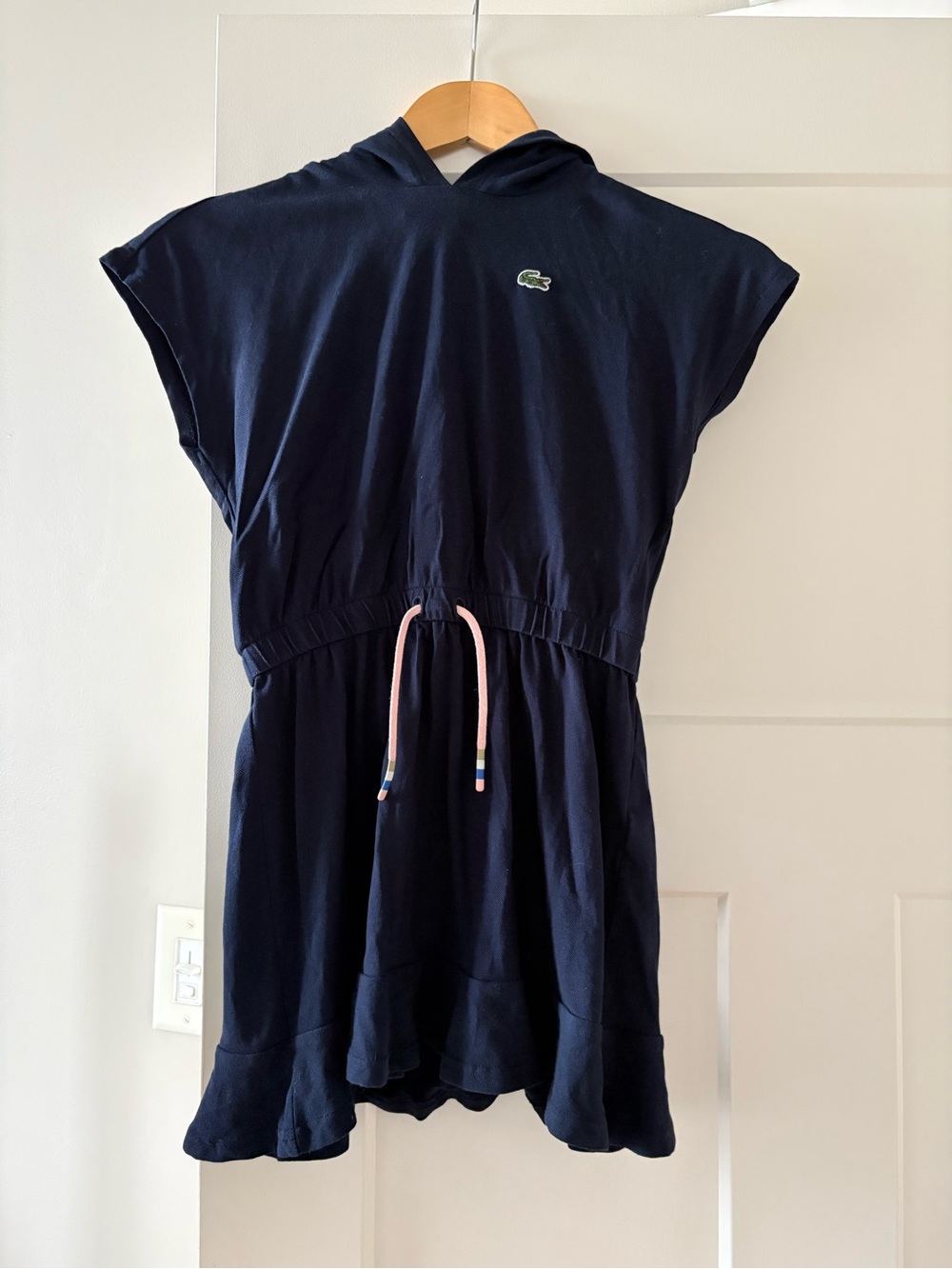 Lacoste Navy Hooded Drawstring Skater Dress Size 8